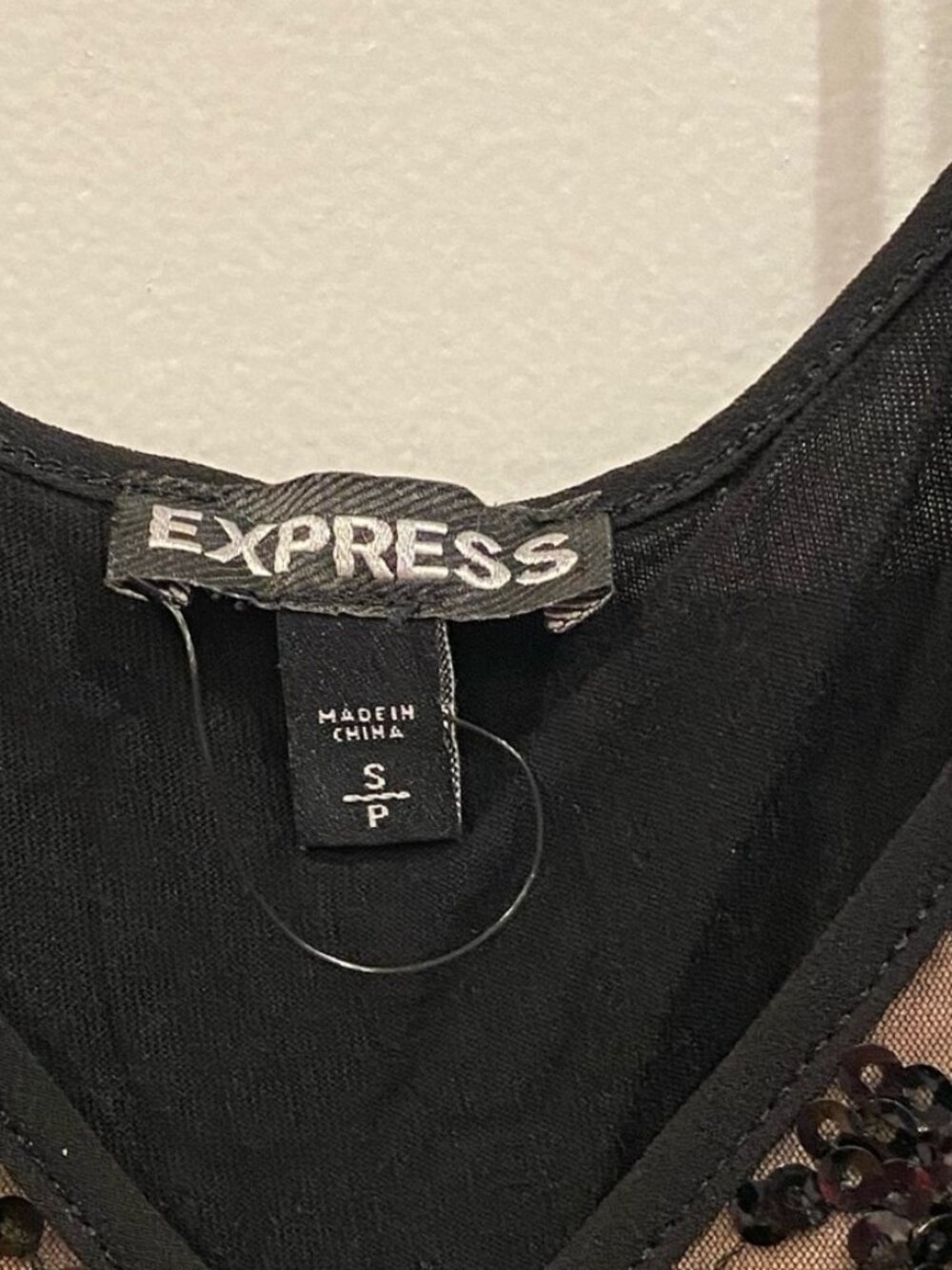 Express sequin tank top black/ tan size S - Picture 3 of 4